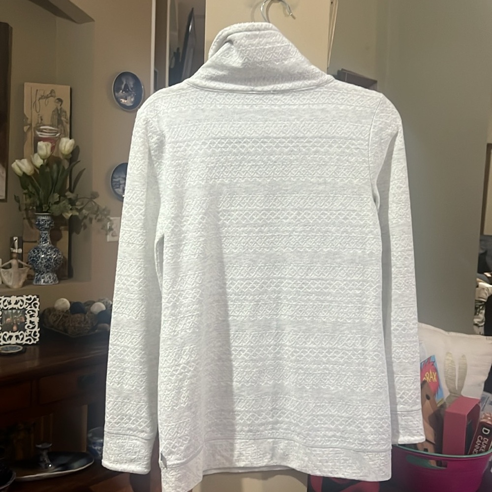 T By Talbots Mock Turtleneck Off White Long Top - image 6